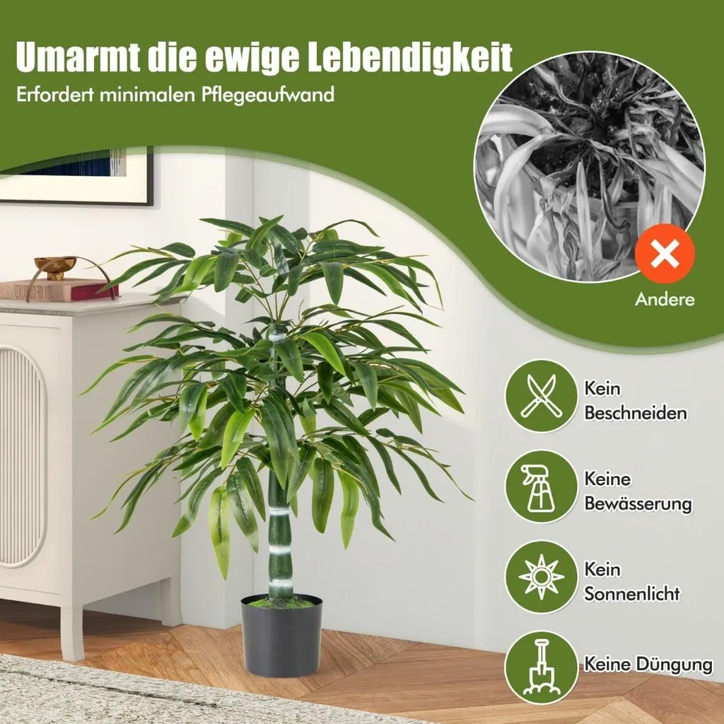 Bambou Artificiel Intérieur 100cm - Lot de 2 pour Salon et Bureau Zen