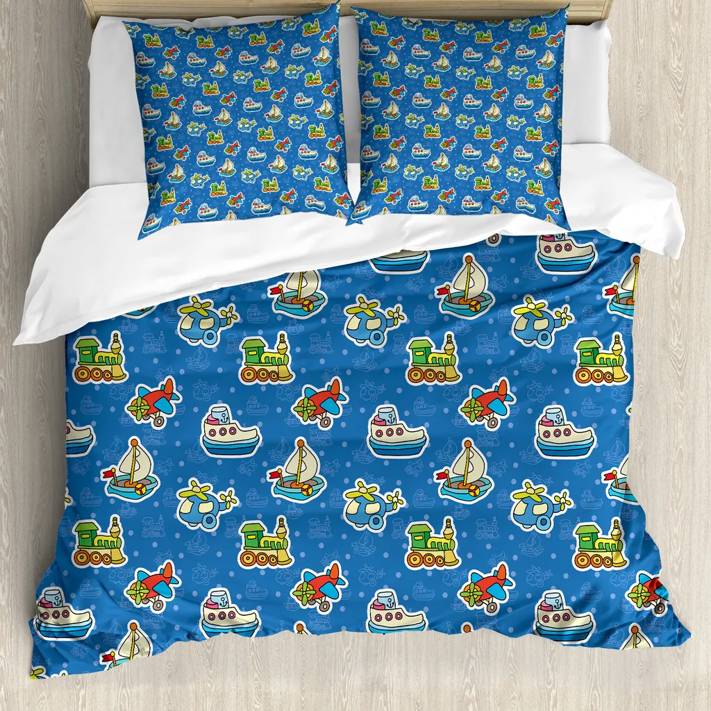 Copripiumino ABAKUHAUS Aerei 155x220cm: Morbidezza Antiacaro per Bambini