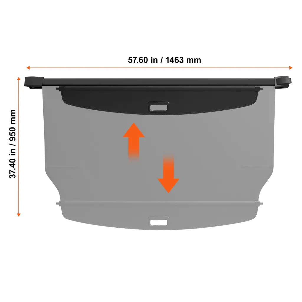 SucceBuy copertura retrattile del bagagliaio, copertura di sicurezza impermeabile del bagagliaio per Jeep Grand Cherokee 2 file 2022-2024, copertura posteriore resistente ai raggi UV in lega di alluminio e materiale PVC - 8