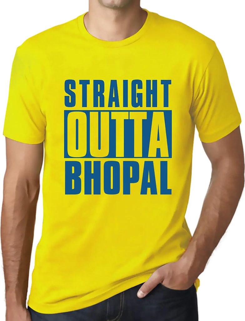Herren Grafik T-Shirt Straight Outta Bhopal Öko-Verantwortlich Vintage Jahrgang Kurzarm Lustige Druck Geburtstag Geschenk Mann