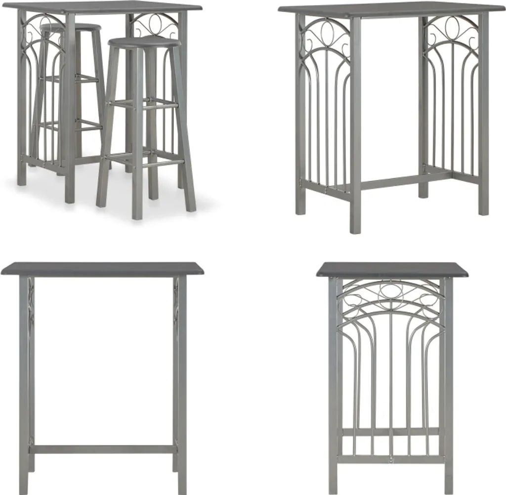 vidaXL Set da Bar 3 Pezzi in Legno e Acciaio Antracite | Stile Industrial