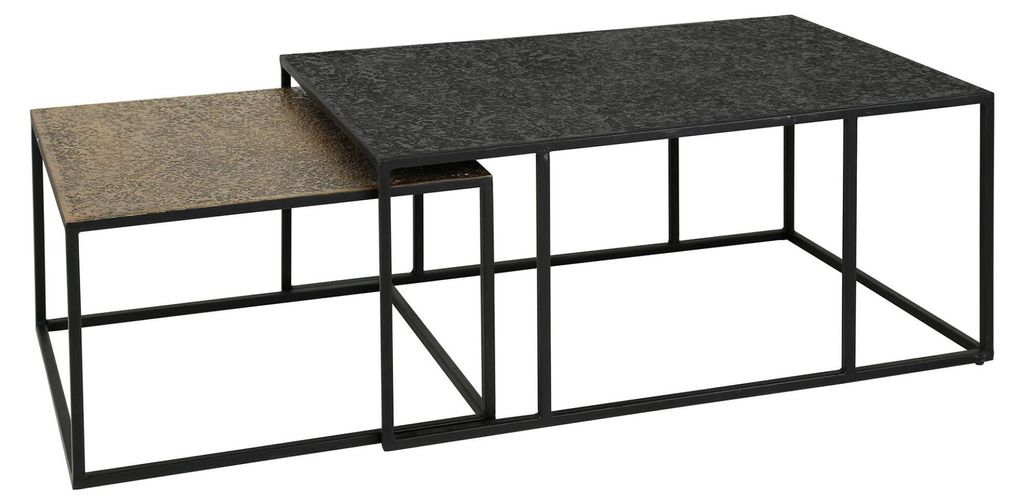 FURNLUX Couchtisch Metallic Schwarz Und Gold 90cm (2tlg.) / Hauptfarbe: Schwarz / Abmessungen: 90 x 40 x 60 cm