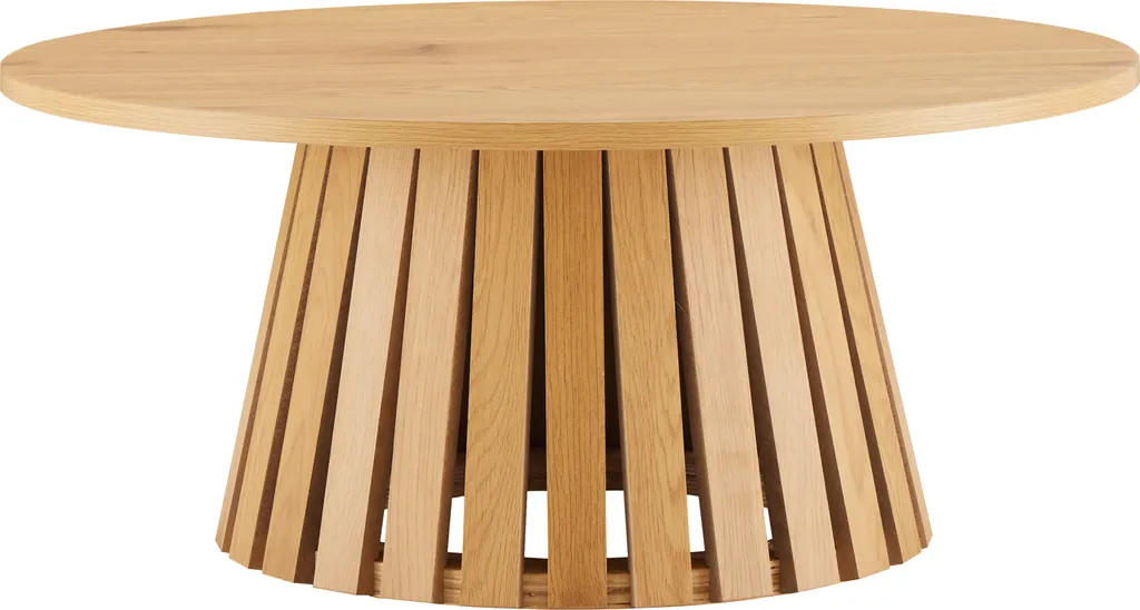 Table basse ronde 80cm style scandinave LIV - Bois clair et blanc