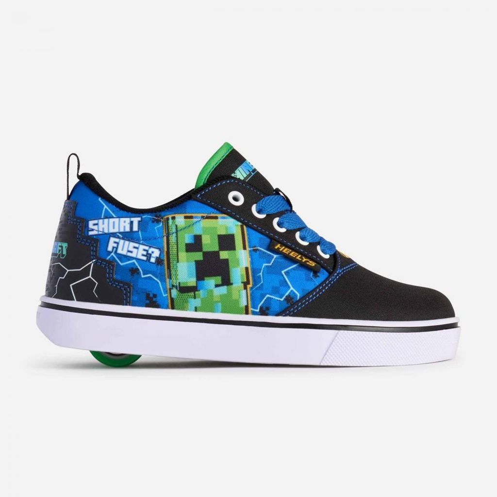 Heelys Minecraft Pro 20 Schwarz/Blau/Grün – Minecraft-Sneaker mit Rollen für Kinder | Coole Heelys im Spieldesign
