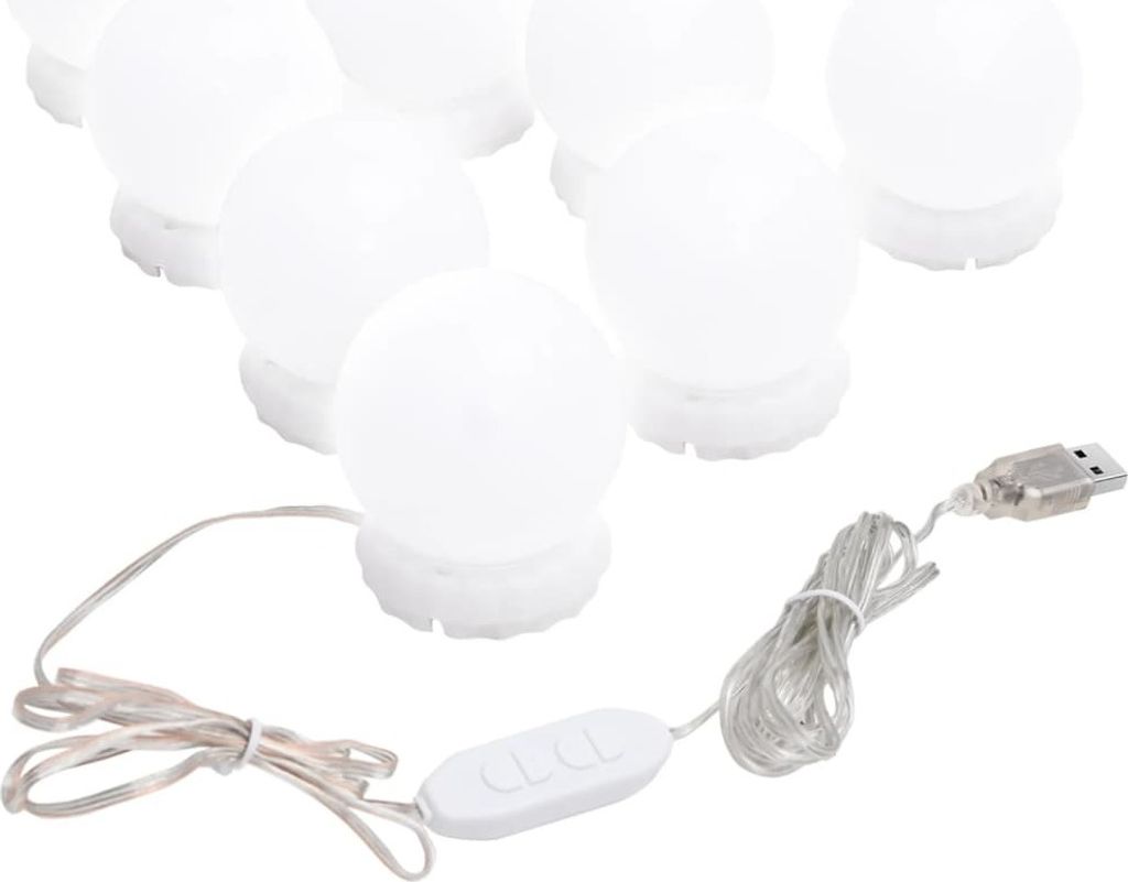 vidaXL Specchio luminoso con 8 lampadine LED bianco caldo e Immagine del prodotto 