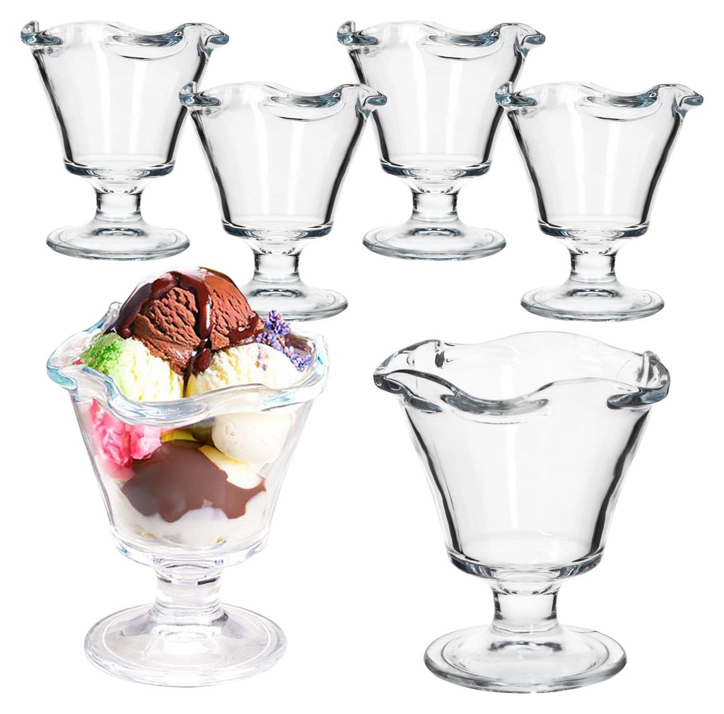 6er Set Rom Eisbecher Glas klar 200ml Dessertschale Produktbild 