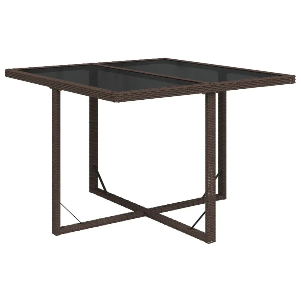 Tavolo Outdoor SYFAX Marrone Polyrattan e Vetro - Arredo Patio