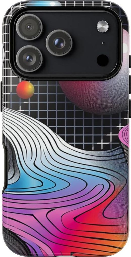 Bunte abstrakte Landschaft mit geometrischem Design – Hülle Kompatibel mit iPhone 17 Pro
