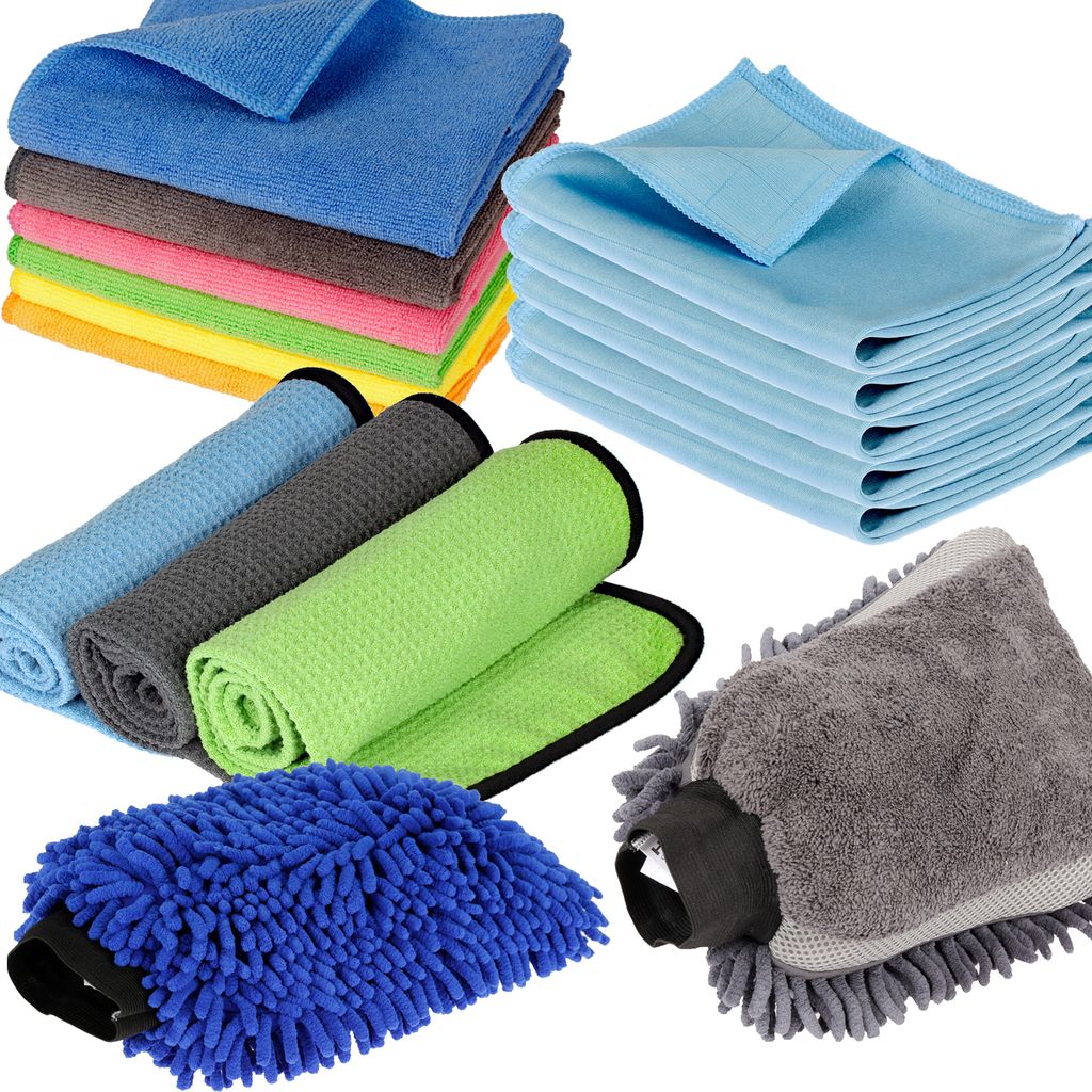 16 Teile Set Mach1 Mikrofaser Tücher, Reinigungs Handschuh, Geschirrtuch, Glastücher, Mikrofasertuch, Mikrofasertücher, Glastuch