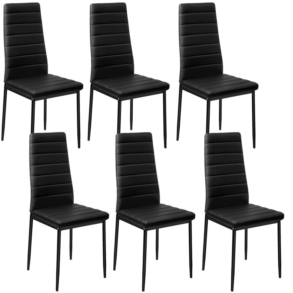 Lot de chaises avec surpiqûre - noir, Lot de 6 Image du produit 