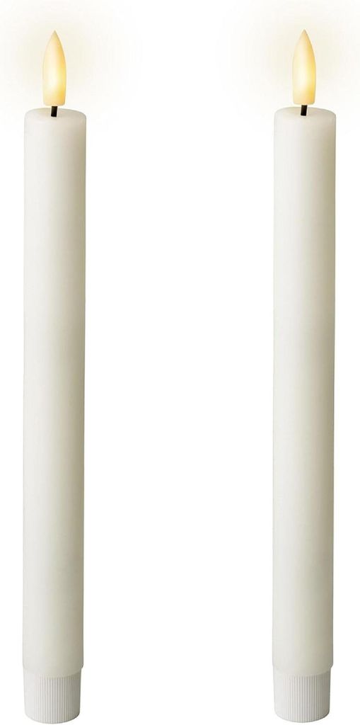 LED Kerzen mit Timerfunktion 24cm Wachs 2er Set Weiß / Produktbild 