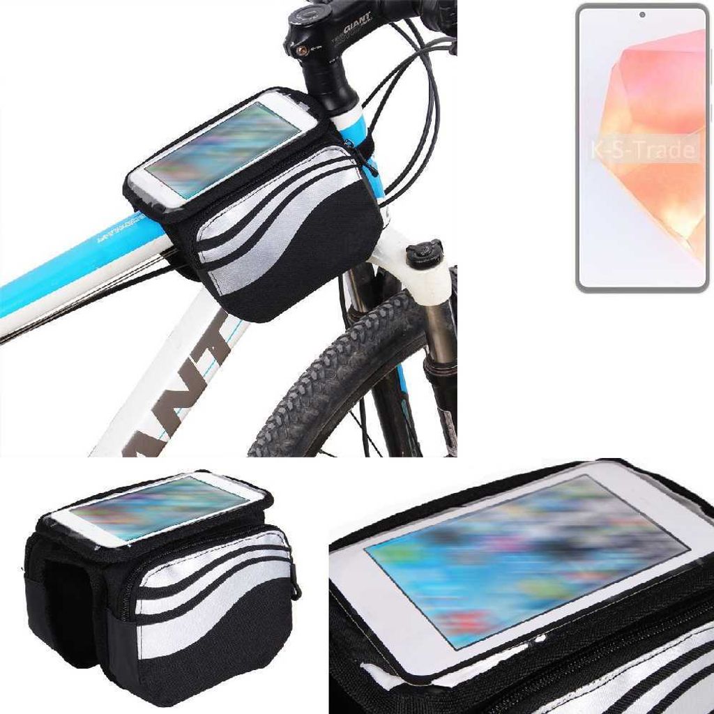 K-S-Trade Rahmentasche Fahrrad-Halterung kompatibel mit Samsung Galaxy C55 Rahmenhalterung Fahrrad Handyhalterung Fahrradtasche Handy Smartphone
