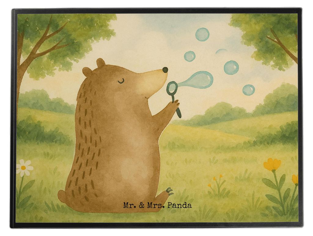 Mr. & Mrs. Panda Schreibunterlage Bär Seifenblasen Design - Weiß - Geschenk, tischauflagen, tischpad, schreibtischunterlagen, schreibtischunterla...