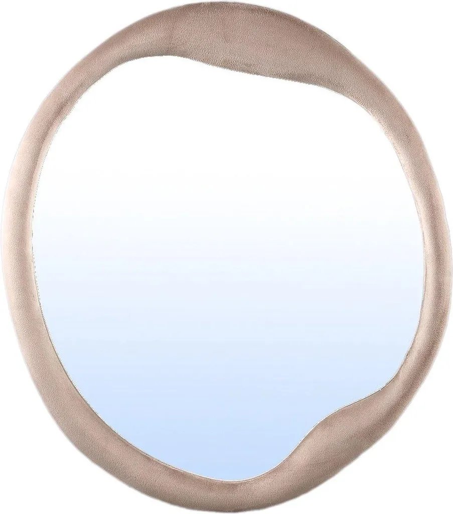 Specchio PTMD Don Beige Ø70 cm - Design di Lusso con Cornice in Velluto