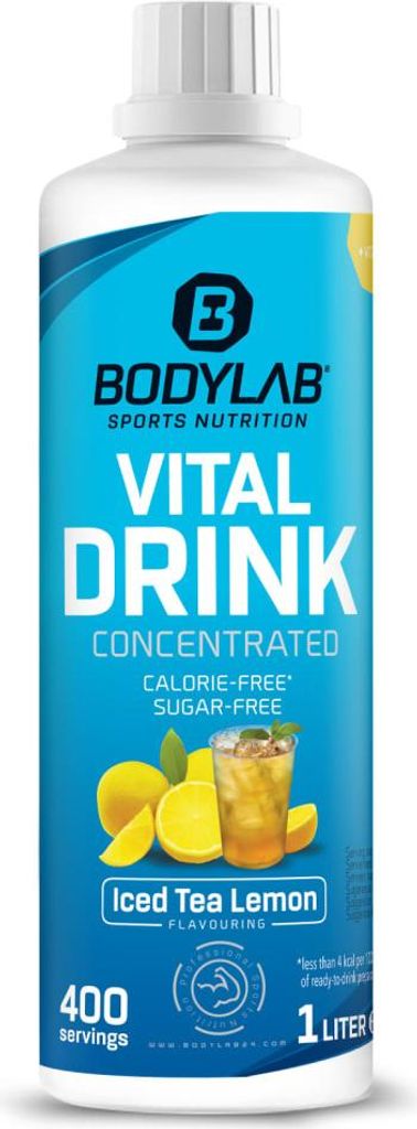 BODYLAB Vital Zero Drink - 1000ml - Eistee-Zitrone Sportgetränk kalorienarm