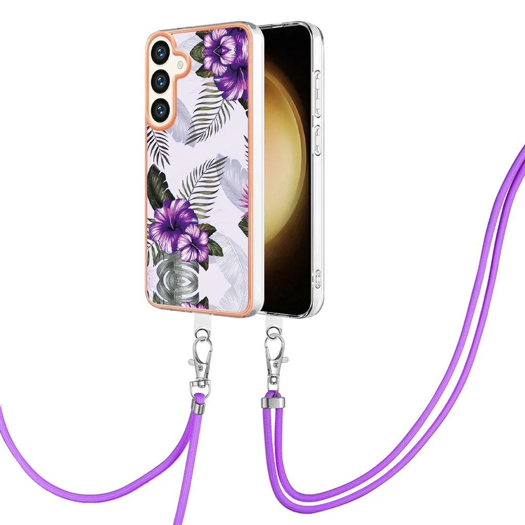 Cover Samsung S25+ Viola per Mamme: Cinturino Sicuro e Colori Vivi