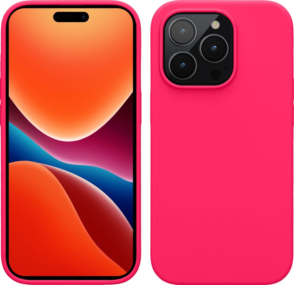 kwmobile Handyhülle für iPhone 14 Pro Hülle, für iPhone 14 Pro Case - Hülle Silikon - kabelloses Laden - Neon Pink