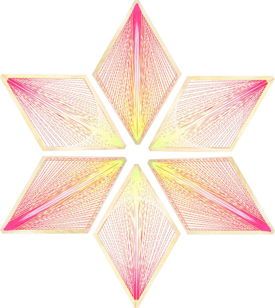 PSYWORK Schwarzlicht 3D StringArt | Raute Neon Gradient Eye | 88 x 53cm | 6 Stück | Set | UV aktiv | Fadenkunst Neon Wohndeko Dekoration Partydeko...