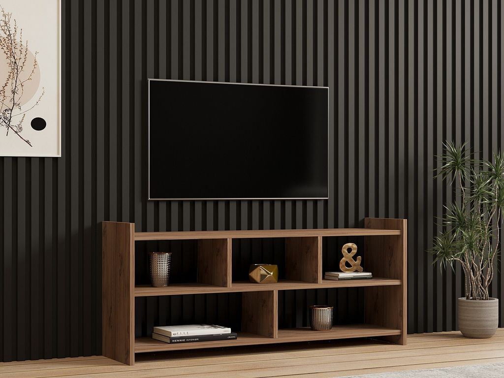 Skye Decor, Pera, TV-Ständer, 100 % MELAMINBESCHICHTETE SPANPLATTEN, Atlantische Kiefer, 120 x 28 x 55 cm