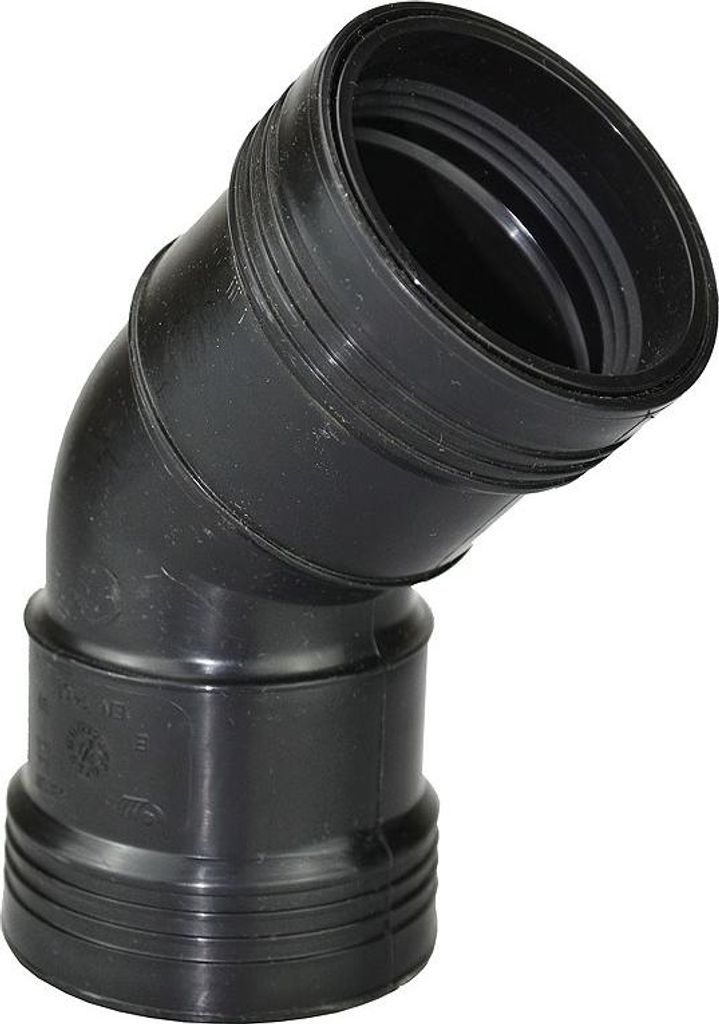 Heissner Steck-Bogen 45° (PP), 50mm, Gummidichtung (Z723-00)
