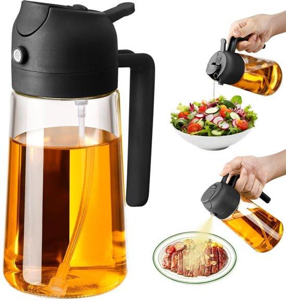 Glaskeramische oliefles mit Sprühfunktion für gesundes Kochen und Grillen