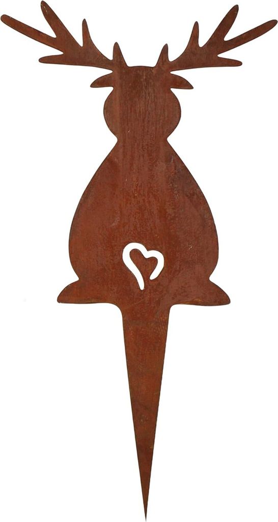 Rostikal Vintage Deko Hirsch 15 x 14 cm Edelrost Gartenstecker Adventskranz Deko Wohnzimmer