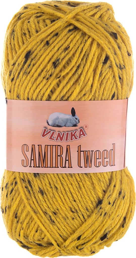 100g Strickgarn Samira Tweed Klassikgarn Strickwolle Handstrickgarne gelb