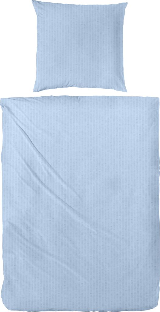 Primera Soft-Seersucker Bettwäsche 135x200 uni einfarbig blau 213050-03
