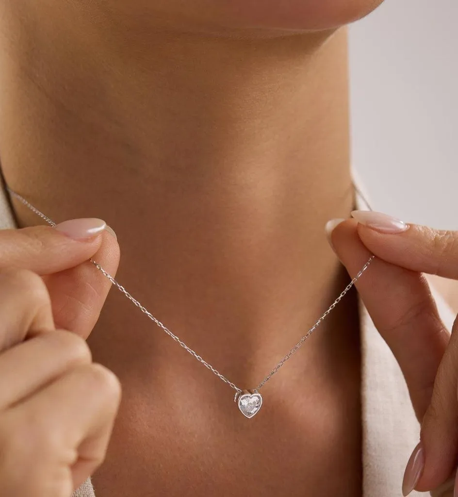 Collier en argent 925 anti-ternissement cœur zirconium sans nickel