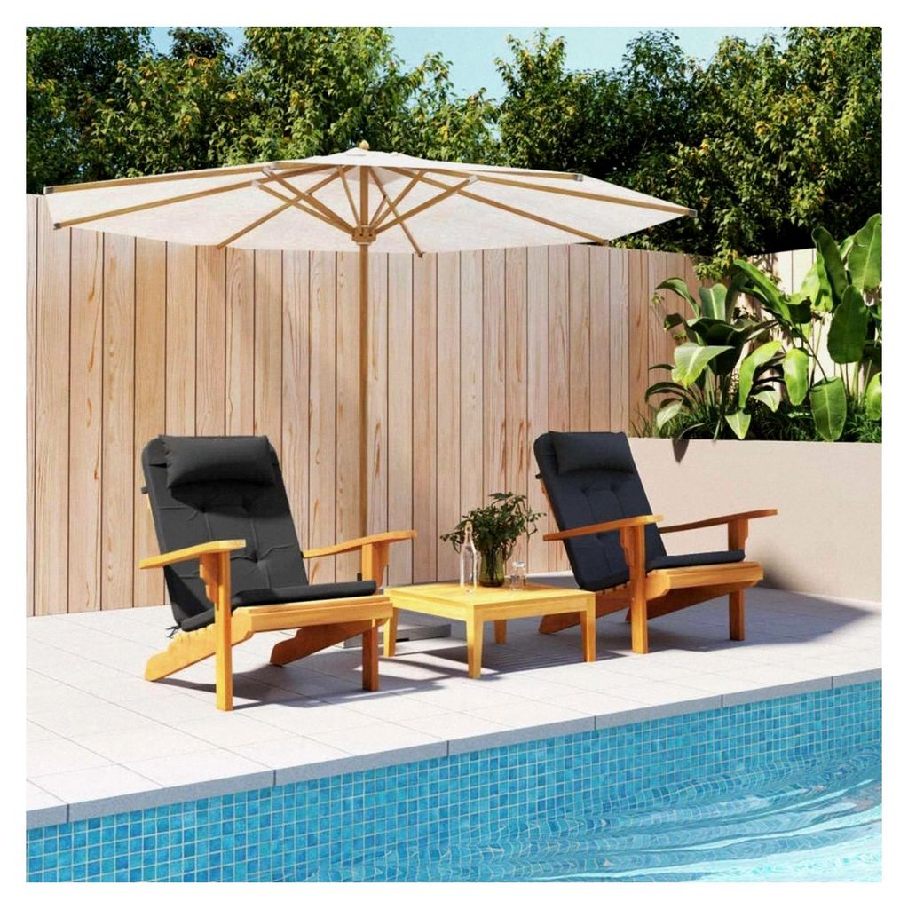 Adirondack-Auflagen 2 STK. Schwarz Oxford-Gewebe Liegenauflage, Auflage für Gartenliege, Sitzkissen für Gartenmöbel, Bankauflage, Stuhlauflage f...