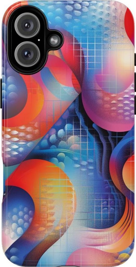 Farbenfrohes abstraktes Geometrie-Design – Hülle Kompatibel mit iPhone 16 Plus