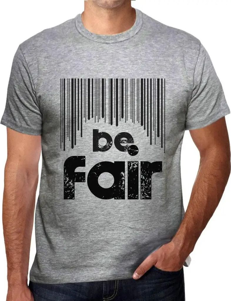 Herren Grafik T-Shirt Barcode ist fair – Barcode Be Fair – Öko-Verantwortlich Vintage Jahrgang Kurzarm Lustige Druck Geburtstag Geschenk Mann