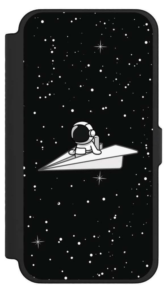 NIVOCASE Klapphülle für Apple iPhone 12 Pro Max Handyhülle aus Kunst Leder NIVOflip schwarz Astronaut Comic Papier