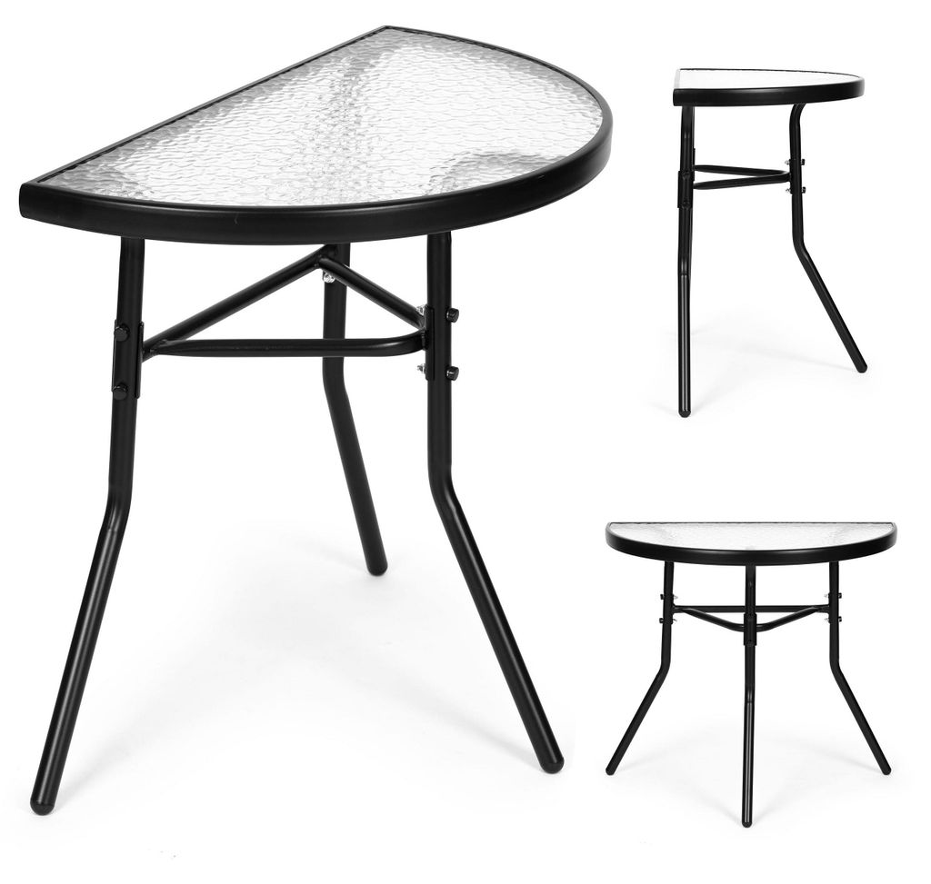 Halbrunder Couchtisch aus Glas für Balkon, Terrasse, Produktbild 