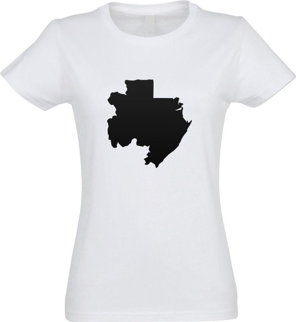 Kiwistar - T-Shirt tailliert - Damen - Weiss - Gabun Umriss Kontur - mit Motiv Bedruckt - Funshirt Design - Sport - Freizeit - Damen - XXL