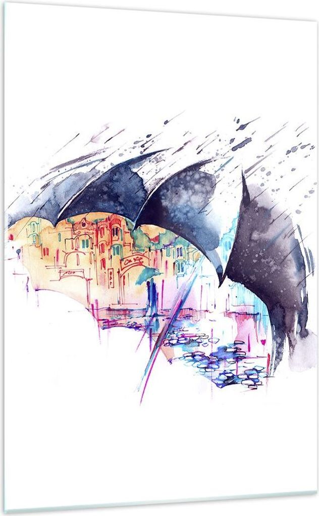 Bilder auf glas - Einteilig - Regenschirm Regen Regentropfen nass - 70x100cm - Glasbilder - Wandbilder - Bilder - Wanddekoration aus Glas - Glas Bi...