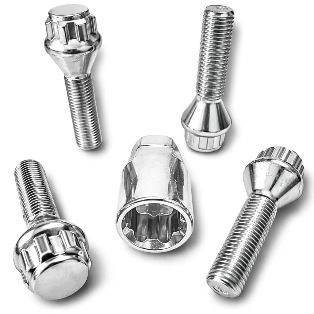 Felgenschloss M12x1,5x38mm Kegelbund 60° silberne Felgenschlösser Set Felgensicherung