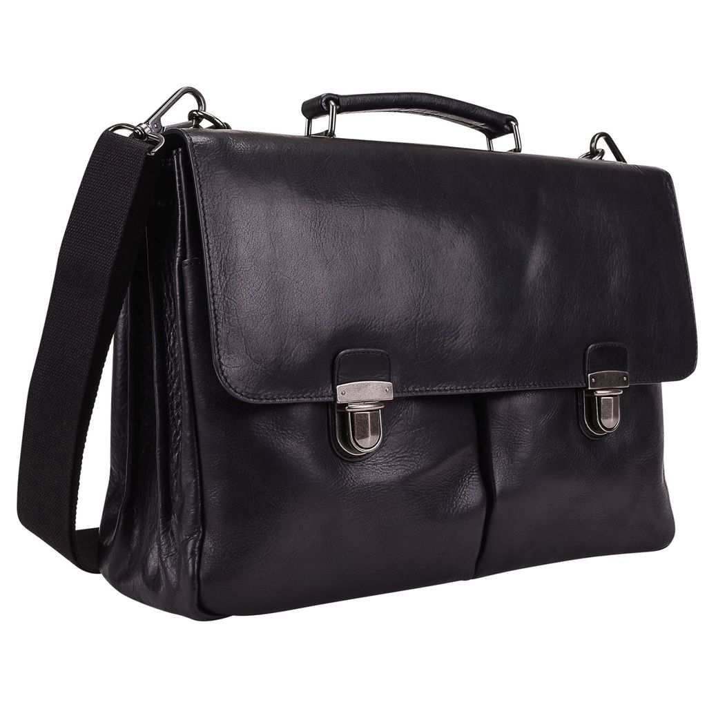 LEONHARD HEYDEN Aktentasche Businesstasche mit Laptopfach Roma Briefcase 3 Compartments Black schwarz
