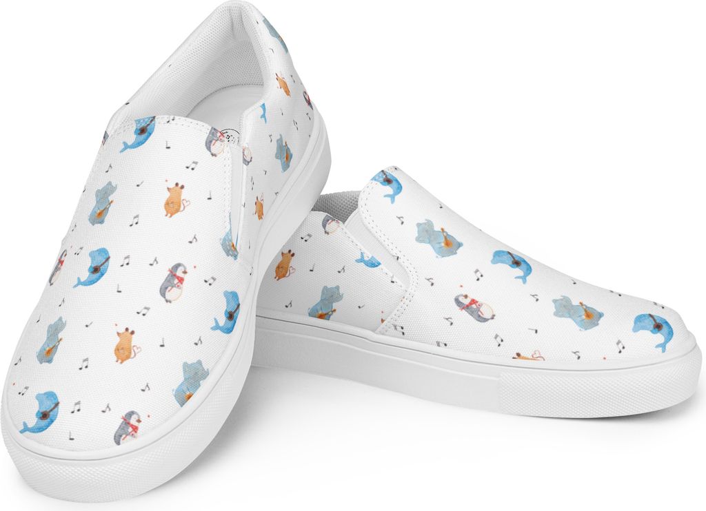 Mr. & Mrs. Panda Damenschuhe Big Band Größe 41 - Weiß - Geschenk, Musik, Hund, Slipper Damen, Maus, Loafer, Lustige Sprüche, Triangel, Espadril...