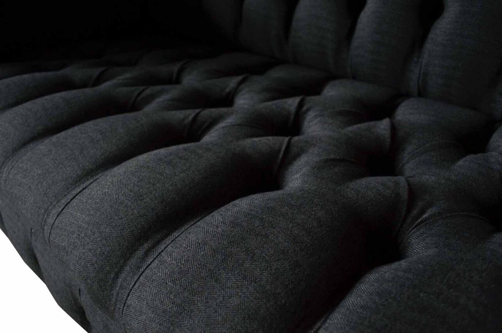 Design Chesterfield Stoff Couch Sofa 2 Sitzer Polster Textil Stoff Neu