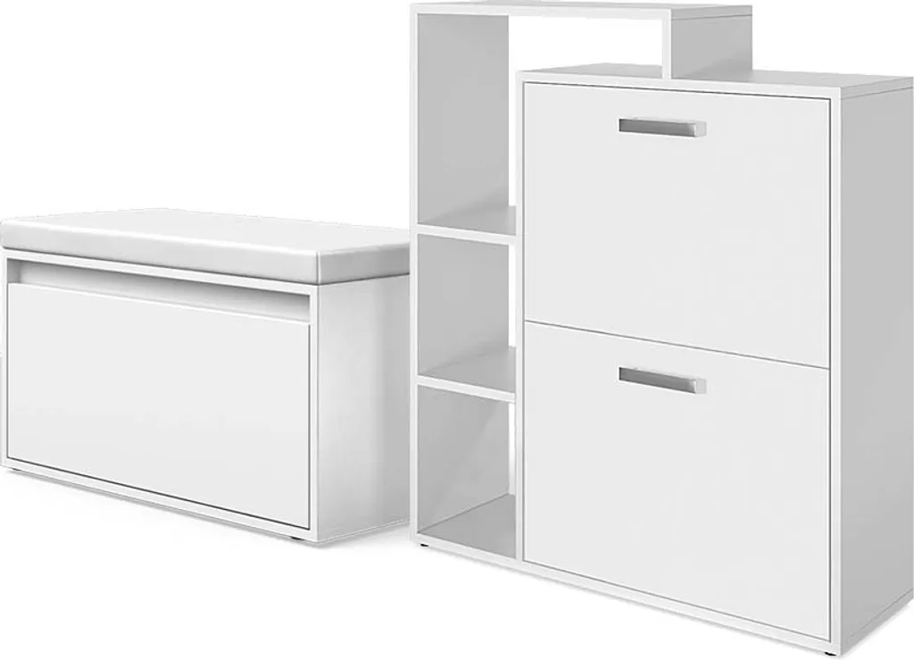 Meuble Chaussures Blanc Entrée avec Banc Vicco Orlando pour Petit Espace