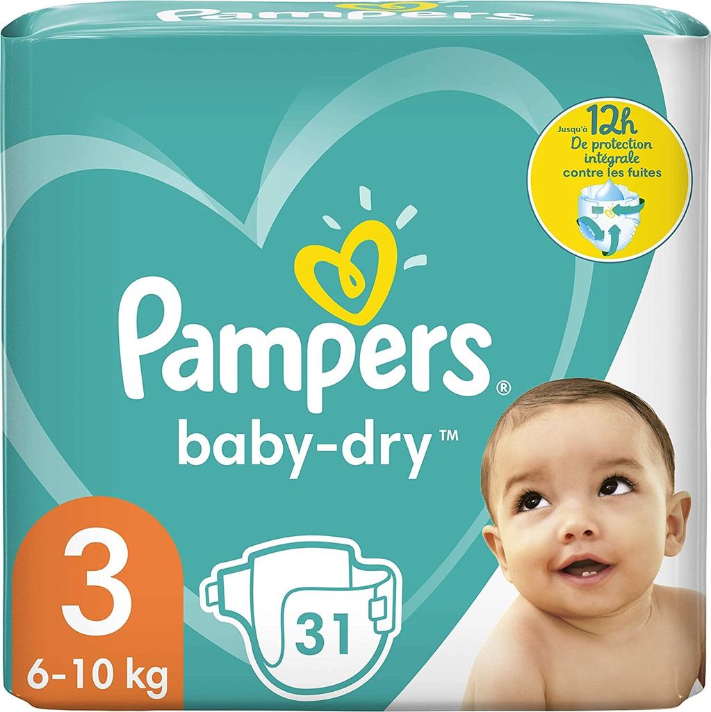 Pampers Baby-Dry Größe 3 Windeln 31 bis zu 12 Stunden Produktbild 