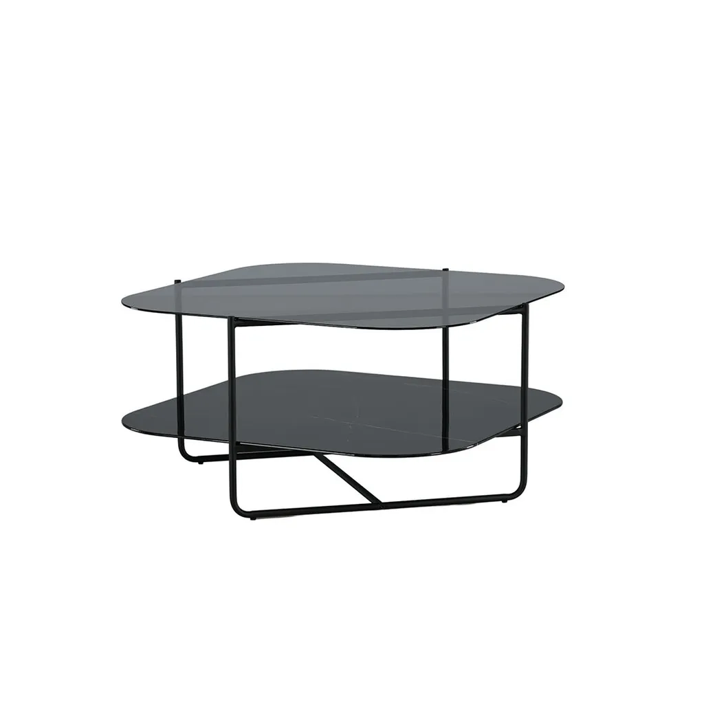 Table Basse Noire avec Rangement : Table de Salon UnLine avec Étagère
