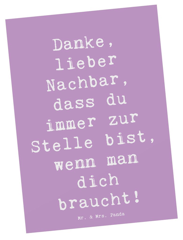Mr. & Mrs. Panda Postkarte Spruch Danke Nachbar - Lavendeltraum - Geschenk, Postkarten, Ansichtskarten, Wertschätzung, sagen, Aufmerksamkeit, Ansi...