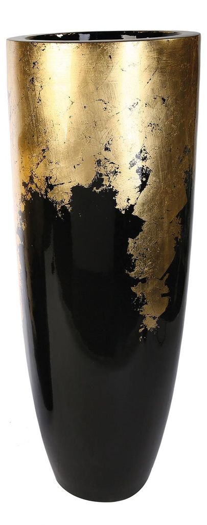 Gilde Übertopf XXL, "Konus", Fiberglas, Poly, schwarz, Produktbild 