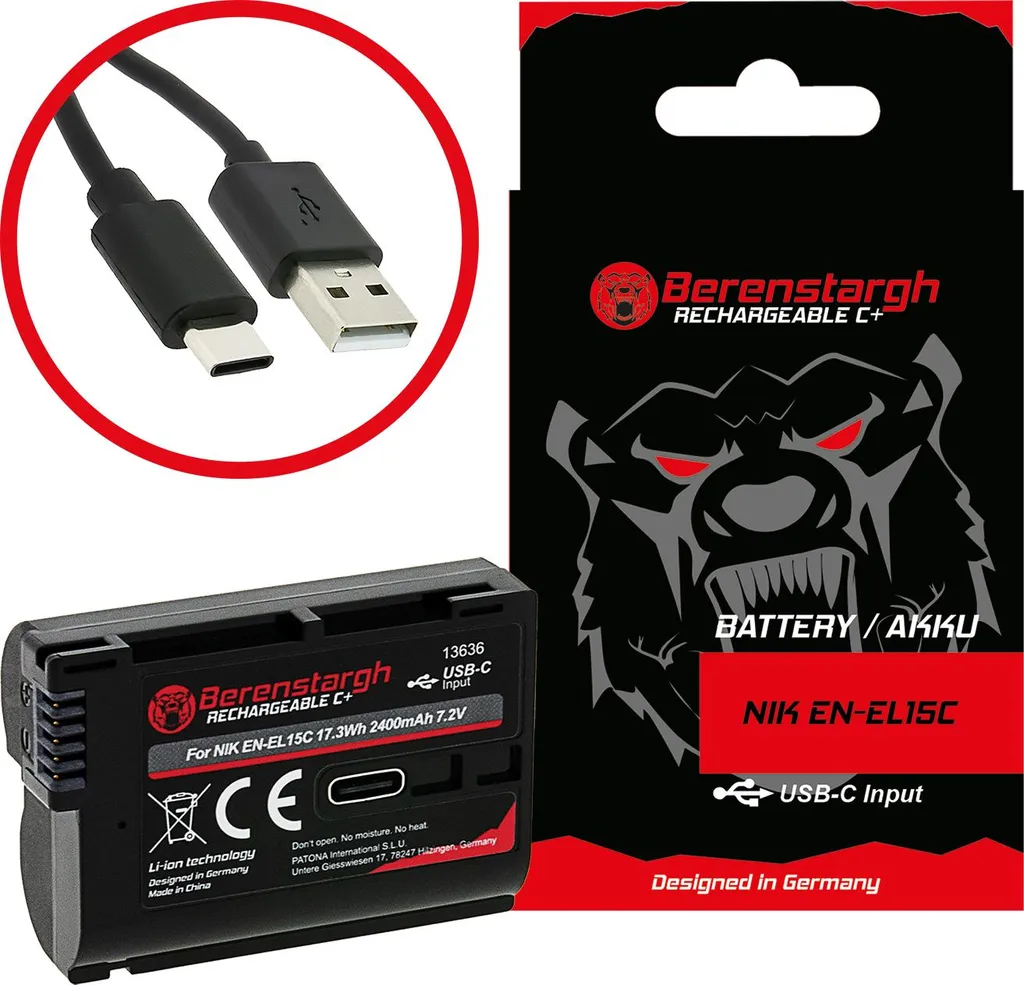 Batterie Li-ion EN-EL15 avec Port USB-C pour Nikon 1 V1 et Hybrides Nikon