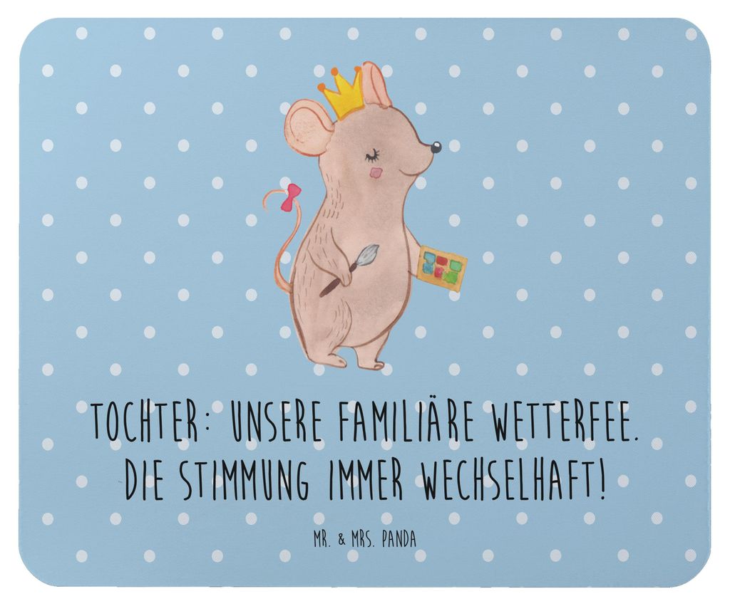 Mr. & Mrs. Panda Mouse Pad Tochter Wetterfee - Blau Pastell - Geschenk, Mousepad, Mauspad, Jubiläen, Weihnachten, Freude, einzigartige Designs, mo...