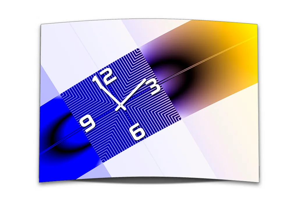 Horloge murale XXL 3D Dixtime GR-035 design abstrait bleu jaune 50x70 cm