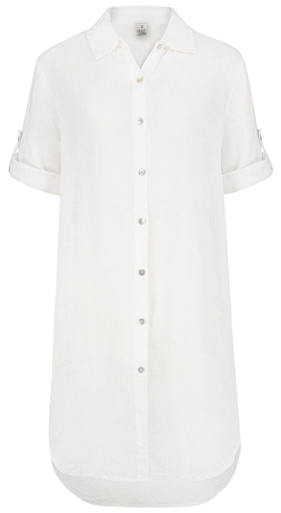 EIGHT 2 NINE Kurzarmkleid Krempelärmel Einfarbig Knopfleiste Modern Größe: L