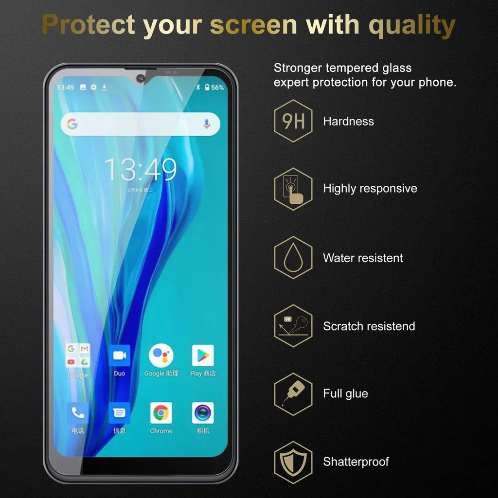 REY Pack 3x Pellicola salvaschermo per OUKITEL WP28e - WP28 - WP28S - WP56, Vetro temperato, di qualità Premium